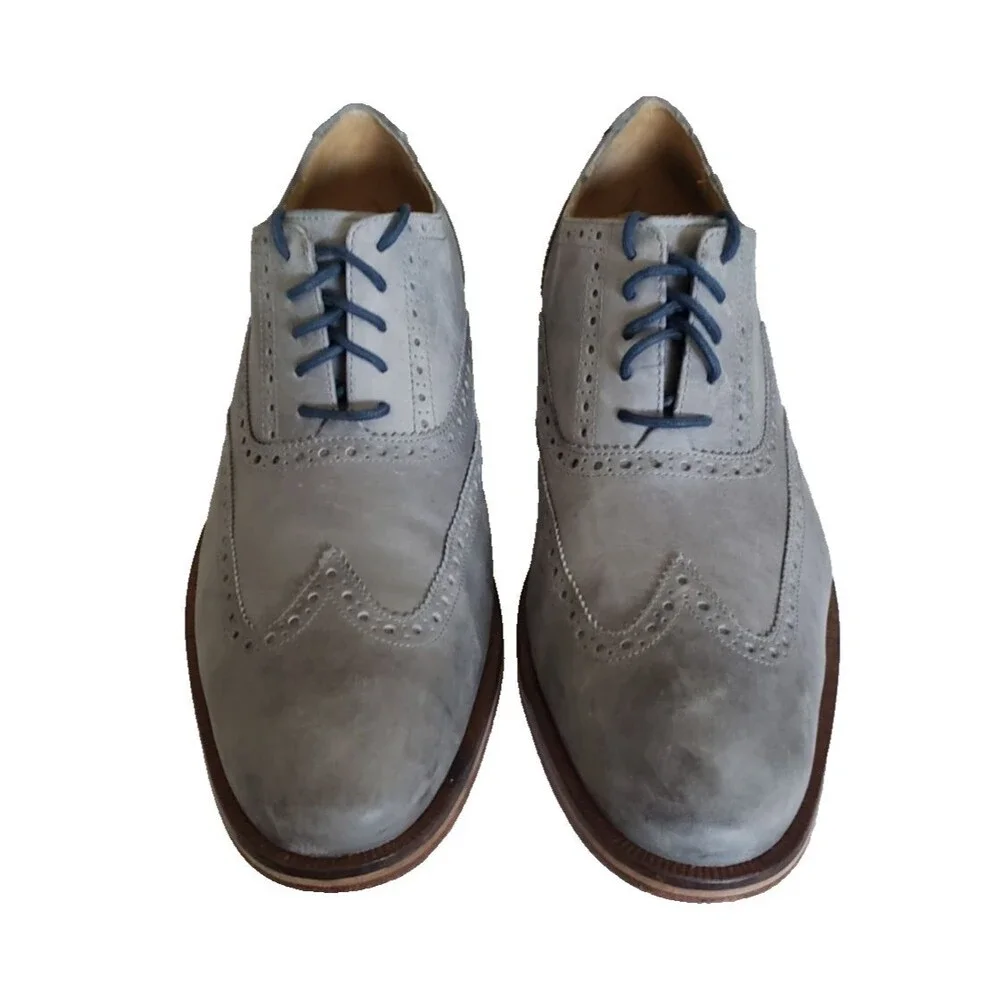 COLE HAAN Colton Gray Nubuck Wingtip Oxford C12422 Men's Size 13M $198